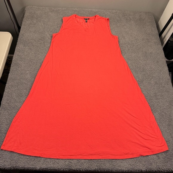 Eileen Fisher Dresses & Skirts - Eileen Fisher Dress Women Large Pink Sleeveless Midi A Line‎ Stretch Minimal